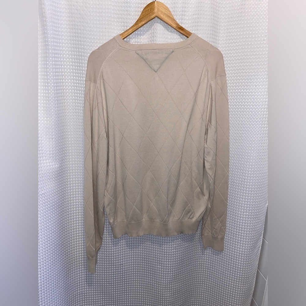 2/49$ Men’s Tommy Hilfiger Silk blend beige V neck Knit sweater‎ Sz Large - Picture 5 of 7